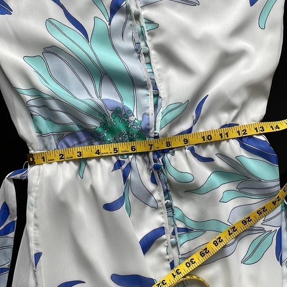 Tori Richard white and blue floral pattern maxi dress SZ 0 - Picture 7 of 12